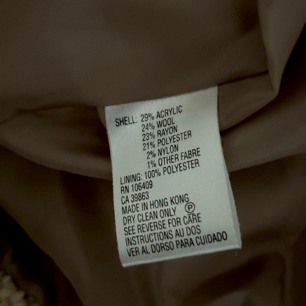NWOT TAHARI PLAID LONG SLEEVE BEIGE FOUR BUTTON FULLY LINED NEUTRAL JACKET - Picture 14 of 14